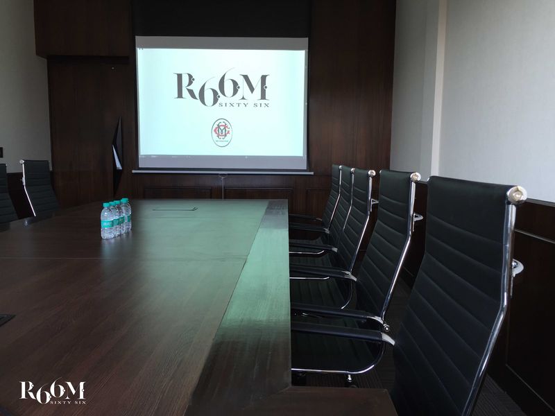 84-inch screens in the conference room